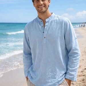 Sky Blue Men's Casual Button Down Shirt XL